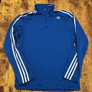 Adidas Men's Royal Blue 1/4 Zip Pullover Sweatshirt - Small